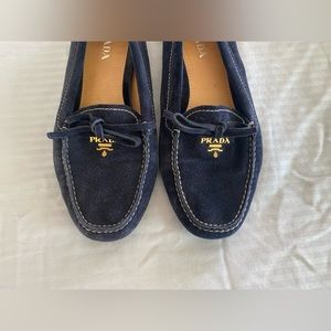 Prada Navy Suede Driving Loafers Size 38.5